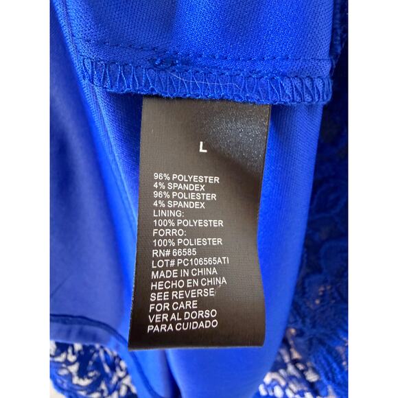 Perceptions New York Lace Fit & Flare Cobalt Blue Lace Dress Size L - Picture 7 of 7